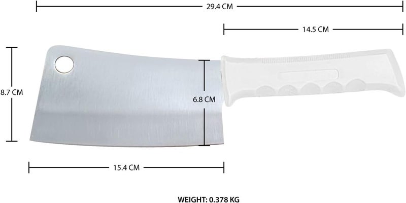 Kitchen Master 6 Inch Stainless Steel Meat Cleaver (White) | Heavy-Duty Chopping Knife - Image 2